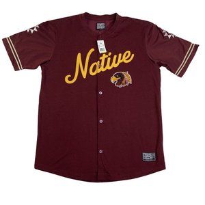 Native Borne Baseball Jersey Mens XXL New With Tags Maroon Gold RARE Embroidered